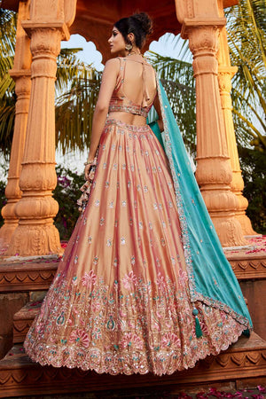 Beige Heavy Embroidered Georgette Lehenga (ACZ8939)