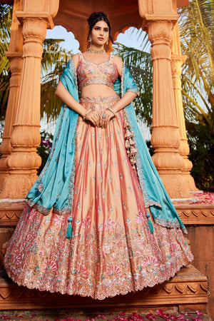 Beige Heavy Embroidered Georgette Lehenga (ACZ8939)
