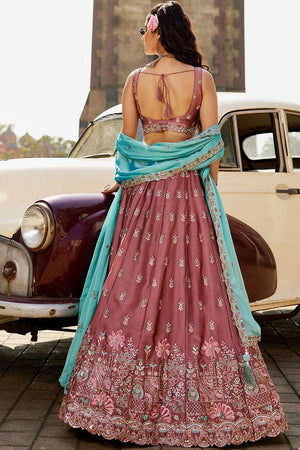 Pink Heavy Embroidered Georgette Lehenga (ACZ8940)