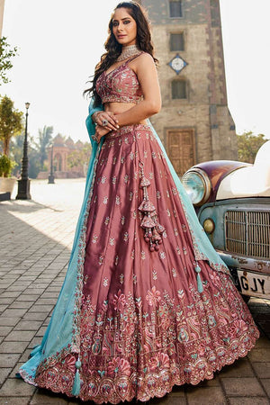Pink Heavy Embroidered Georgette Lehenga (ACZ8940)