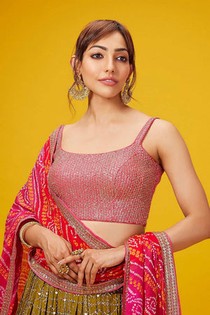 Yellow Sequin Georgette Lehenga