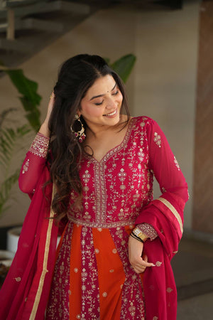 Pink Embroidered Georgette Gown