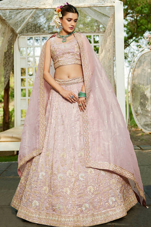 Mauve Sequin with Embroidered Tissue Lehenga (ACZ9914)