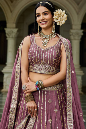 Multi Color Sequin with Embroidered Georgette Lehenga (ACZ9918)