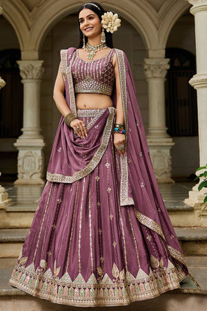 Multi Color Sequin with Embroidered Georgette Lehenga (ACZ9918)
