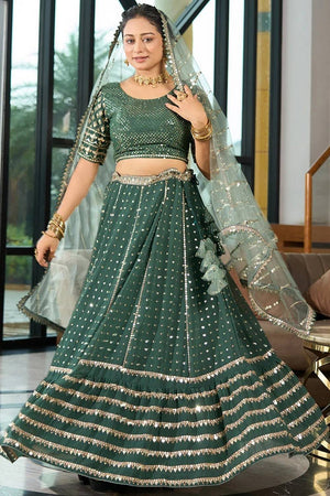 Green Sequin Georgette Lehenga (AD-green-full)