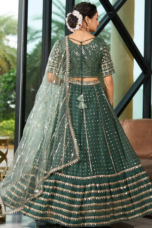 Green Sequin Georgette Lehenga (AD-green-full)