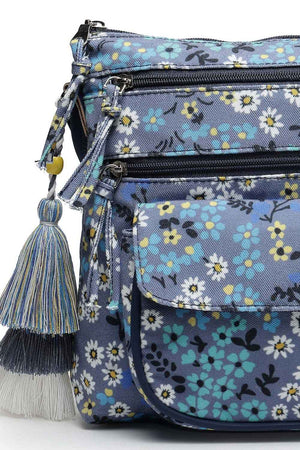 Lush Grey And Multi Floral Printed Polycotton Sling Bag
