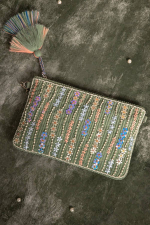 Multi Color Sequined Canvas Sling Bag