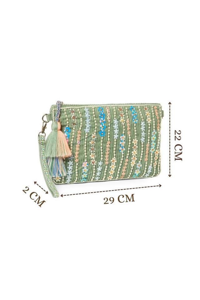 Multi Color Sequined Canvas Sling Bag