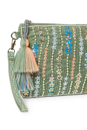 Multi Color Sequined Canvas Sling Bag