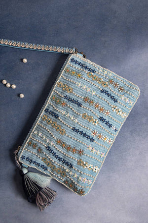 Multi Color Sequined Canvas Sling Bag