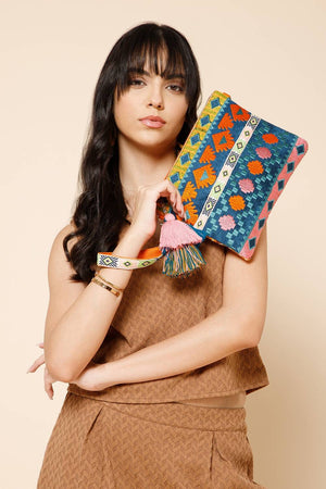 Multi Color Embroidered Jacquard Sling Bag