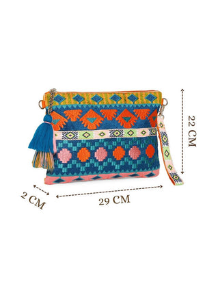 Multi Color Embroidered Jacquard Sling Bag