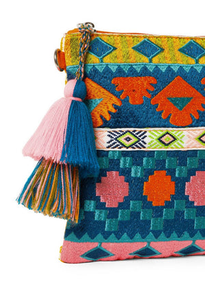 Multi Color Embroidered Jacquard Sling Bag