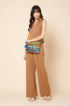 Multi Color Embroidered Jacquard Sling Bag