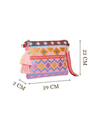 Multi Color Embroidered Jacquard Sling Bag