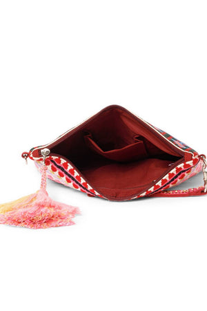 Multi Color Embroidered Jacquard Sling Bag