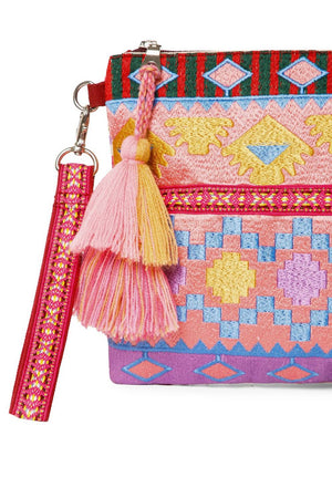 Multi Color Embroidered Jacquard Sling Bag