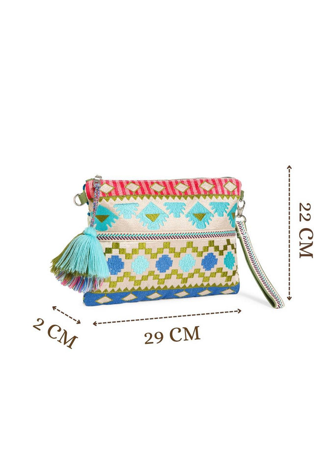 Multi Color Embroidered Jacquard Sling Bag
