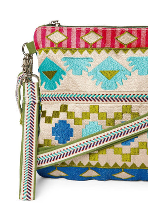Multi Color Embroidered Jacquard Sling Bag
