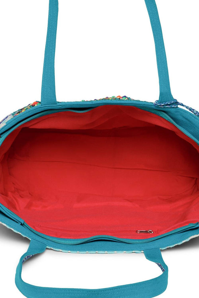 Multi Color Embroidered Jacquard Tote Bag