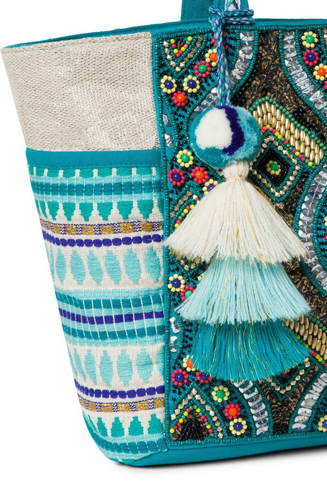 Multi Color Embroidered Jacquard Tote Bag