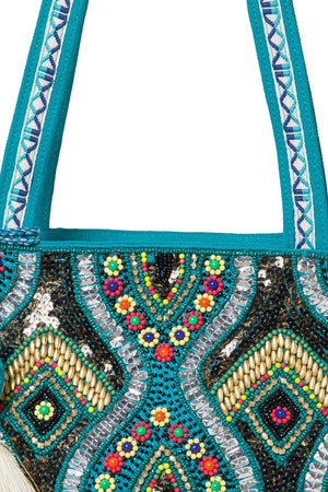 Multi Color Embroidered Jacquard Tote Bag