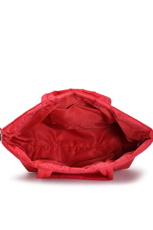 Red Diamond Quilted Polyester Hand Bag