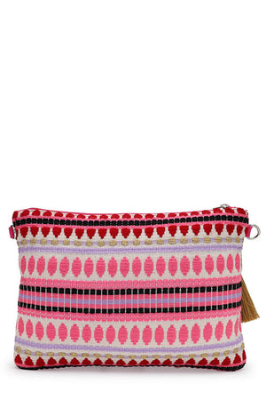 Pink Embellished Cotton Sling Bag