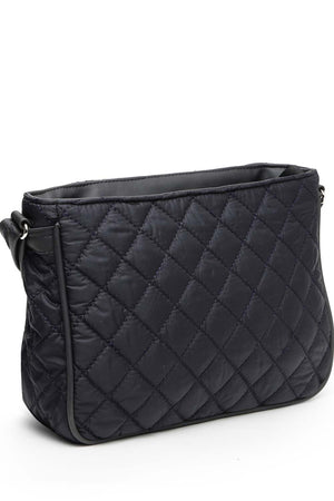 Black Geometric Quilted Polyester Sling Bag