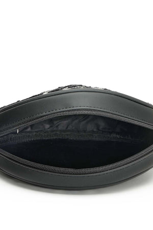 Boho Black And Off White Diamond Cotton Jacquard Sling Bag