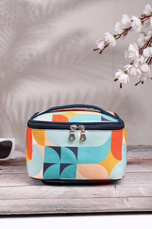 Navy Abstract Print Polycotton Hand Bag