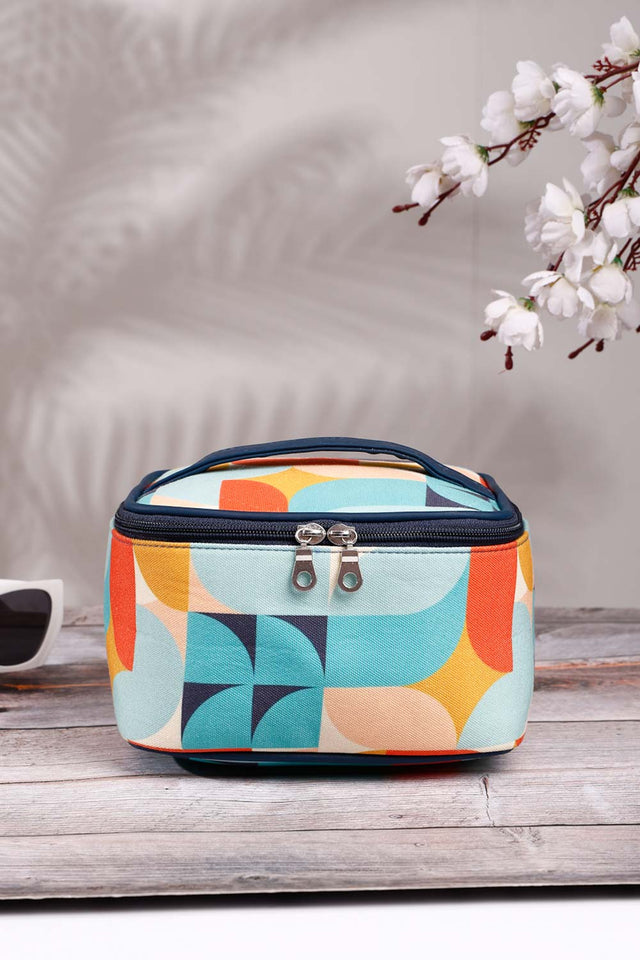 Navy Abstract Print Polycotton Hand Bag