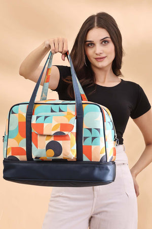 Multi-Color Printed Canvas Hand Bag