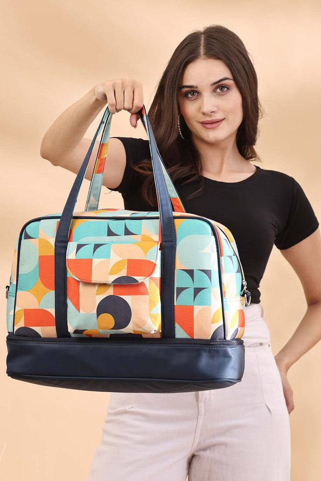 Multi-Color Printed Canvas Hand Bag