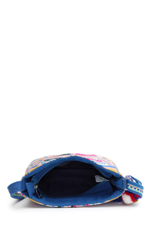 Blue Jacquard Cotton Sling Bag