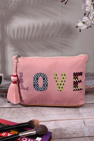 Pink Printed Cotton Canvas Hand Bag
