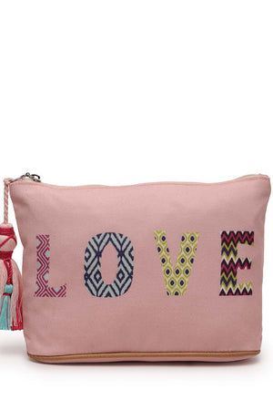 Pink Printed Cotton Canvas Hand Bag