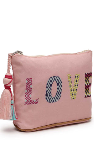 Pink Printed Cotton Canvas Hand Bag