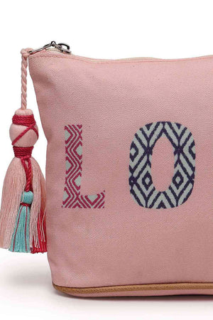 Pink Printed Cotton Canvas Hand Bag
