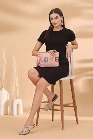 Pink Printed Cotton Canvas Hand Bag