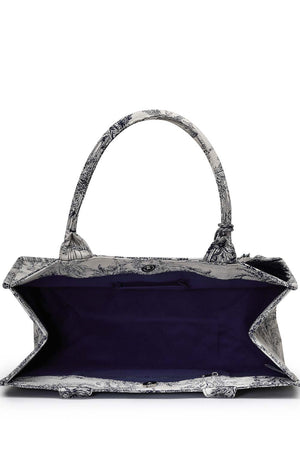 Beige Jacquard Cotton Hand Bag