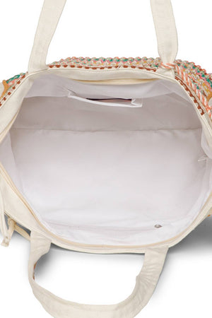 Multi Color Sequined Canvas Tote Bag