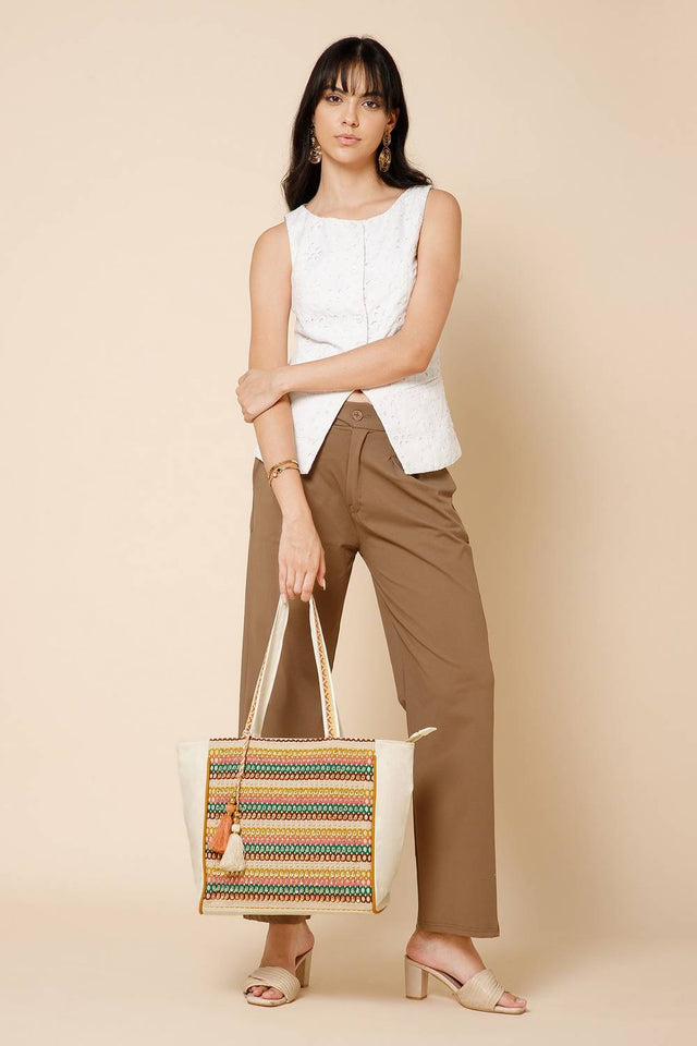 Multi Color Sequined Canvas Tote Bag