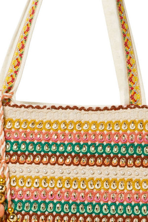 Multi Color Sequined Canvas Tote Bag