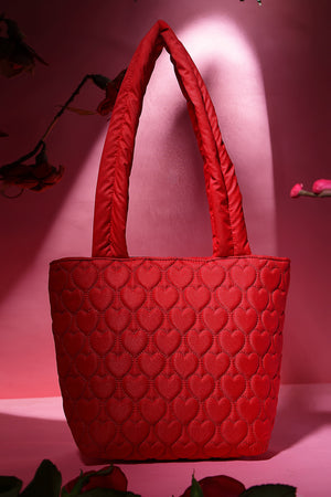 Red Heart Quilted Polyester Hand Bag