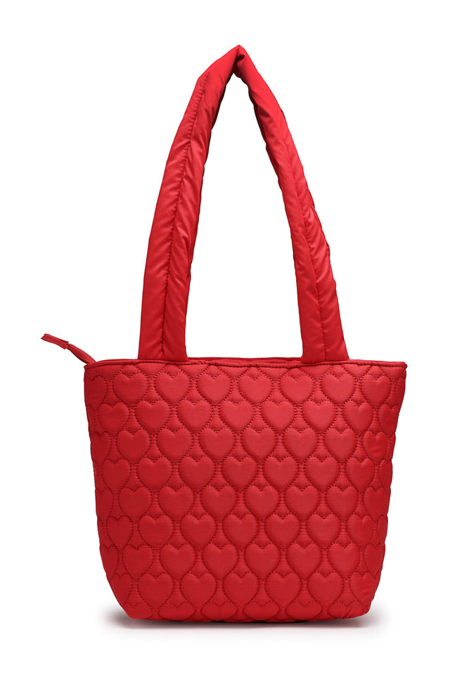 Red Heart Quilted Polyester Hand Bag
