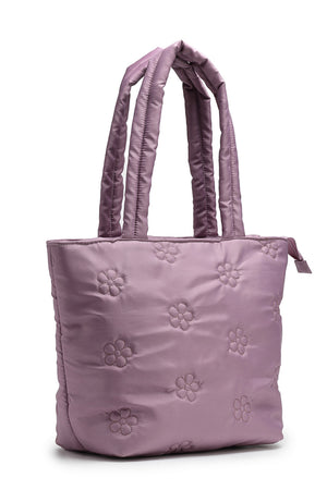 Violet Floral Quilted Polyester Hand Bag