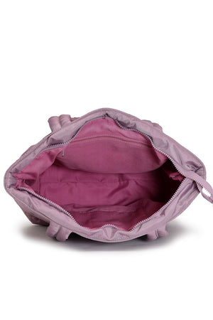 Violet Floral Quilted Polyester Hand Bag